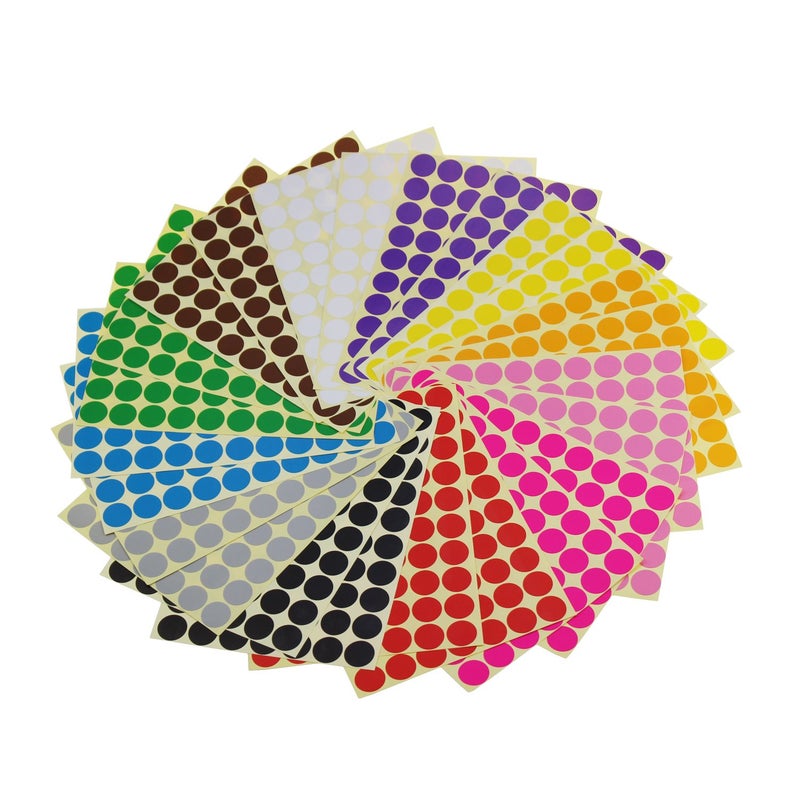 Goodma Sticky Color Coding Labels Removable Small Circle Dot Stickers for Classroom Organization Decorations Yard Sale Calendar Planner, 3/4 inch Diameter, 12 Colors, Total 1680 Dots in 24 Sheets - Image 1